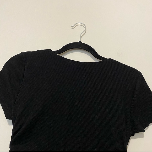 White Fox Black Ribbed Bodycon Dress with Side Cinching - Picture 6 of 7